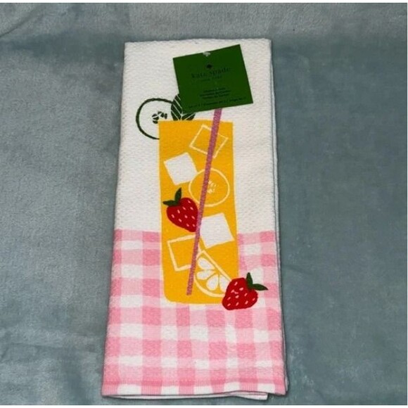 kate spade. Charming kitchen towel with pink and white checkered design. - Picture 5 of 5